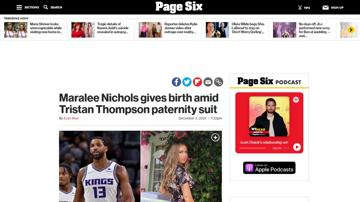 Maralee Nichols gives birth amid Tristan Thompson paternity suit - Page Six